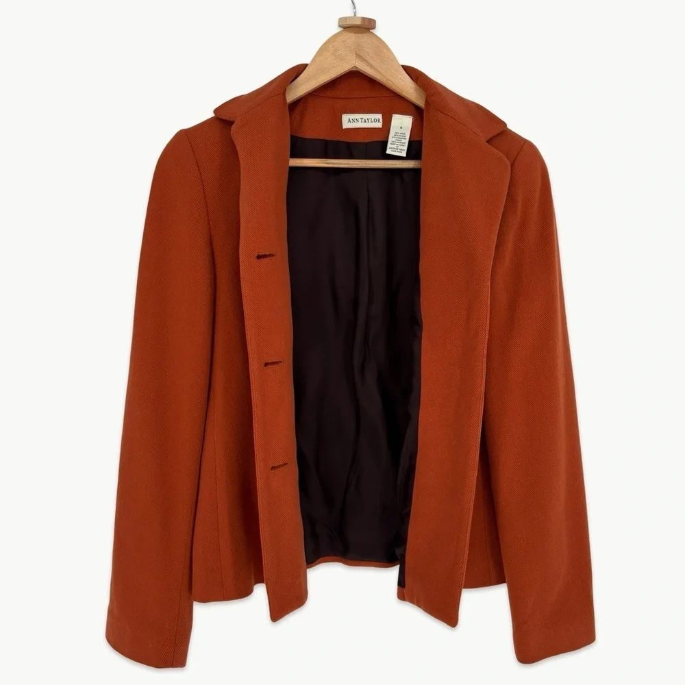 Vintage Ann Taylor Wool Cashmere Blazer Size 6 Burnt Orange 90s Classic - Picture 13 of 13